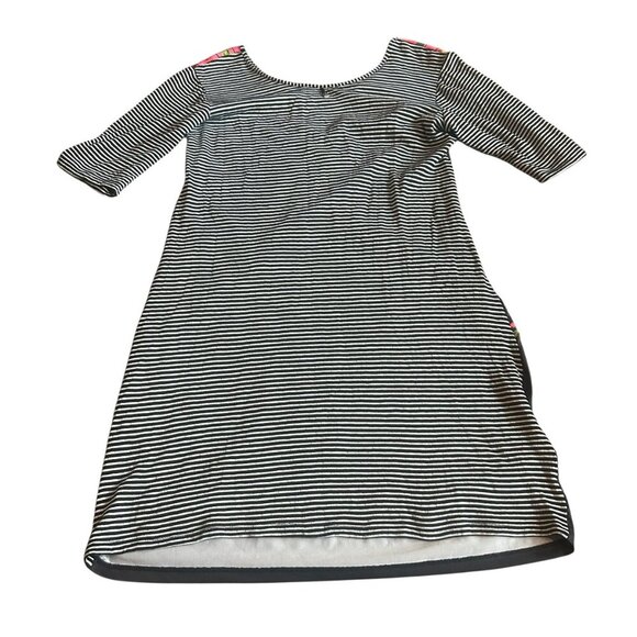 Volt Designs Rose Print Dress Stripe Back Colorful Stretch Size 3 Large Women's - Picture 7 of 13